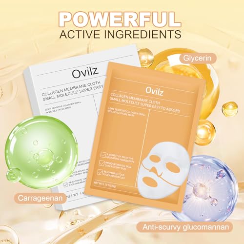 5 Packs Collagen Face mask,Daily Soothing Mask,Skincare Hydrating face Masks,Gentle Care Mask,Deep Hydration,Brighten skin tone,Suitable for different skin types