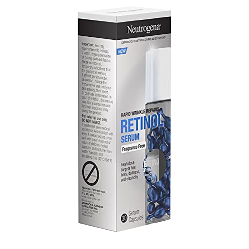 Neutrogena Rapid Wrinkle Repair Retinol Face Serum Capsules, Fragrance-Free Daily Facial with that fights Fine Lines, Wrinkles, Dullness, Alcohol-Free & Non-Greasy, 30 ct