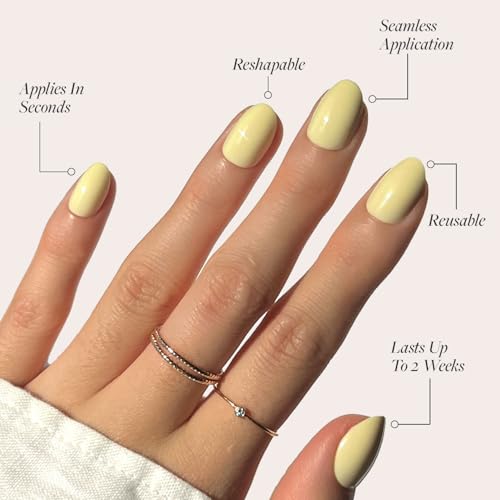 Glamnetic Pastel Yellow Press On Nails - Short Oval 30pc Kit