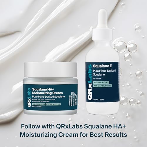 QRxLabs Squalane Oil for Face - Hydrating Face Oil for Women with Vitamin E - Dermaplaning & Gua Sha Massage - Moisturizer for Oily Skin - Unscented, 2 Fl Oz