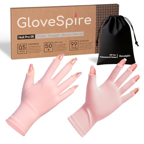 GloveSpire UPF50+ UV Gloves for Gel Nail Lamps - Fingerless Manicure Protection