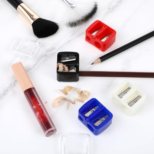 Dual Hole Makeup Pencil Sharpener Set - Precise Lip & Eye Liners, Portable, 5 Pieces