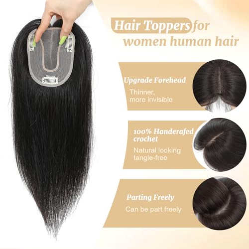 Remy Human Hair Topper 12 Inch with Mono Base Clip-In