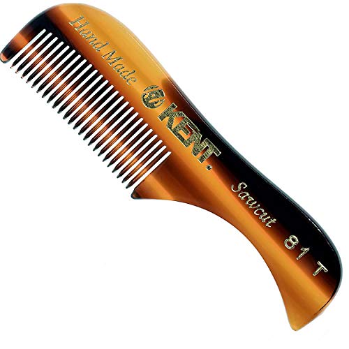 KENT 81T "Freddie" Handmade Beard Mustache Comb - Extra Small. Unbreakable Fine Toothed Beard and Moustache Combs Pocket Size for Facial Hair Grooming. Hand-Made Saw-Cut & Polished