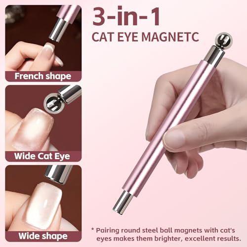 4-Piece Cat Eye Magnet Set – Black Bead-Attracting Nail Pen &