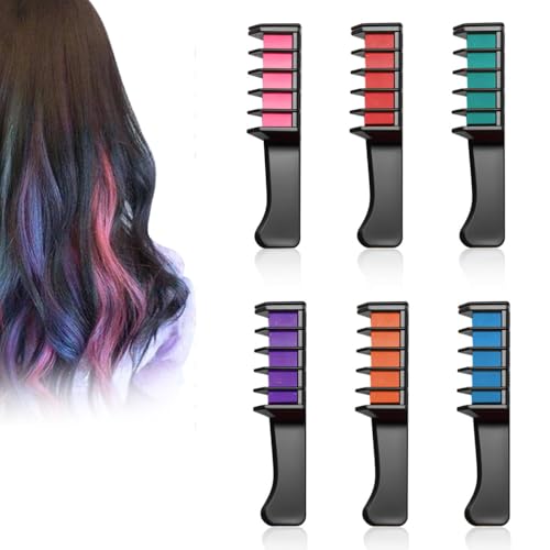 12-Color Washable Hair Chalk Combs - Temporary Hair Dye