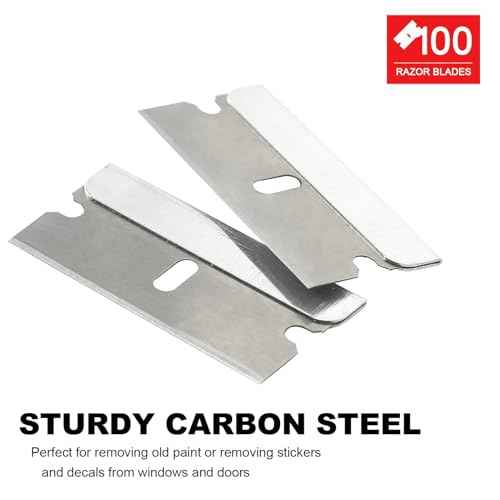 Great Andrew Single Edge Razor Blades, 100 Pack Straight Edge Razor Blade, Safety Blade Refills, Blade Scraper for Box Cutting, Crafts, DIY, Heavy Duty & Industrial Use