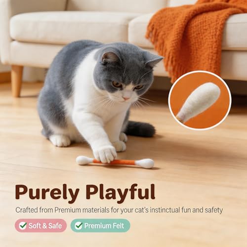 6-Pack Catnip Cotton Swab Cat Toys with Chew Sticks