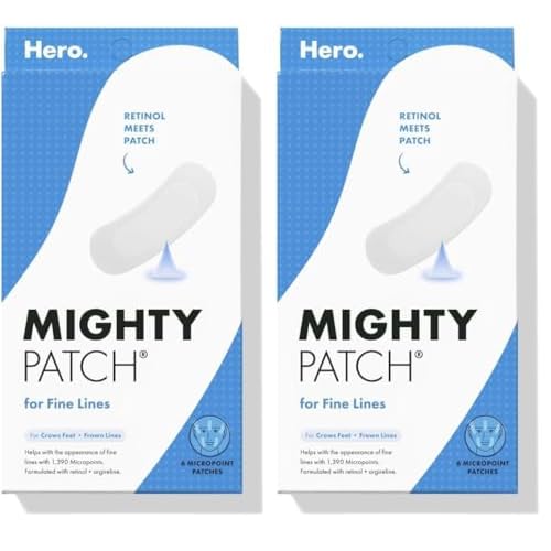 Mighty Patch HERO COSMETICS for Fine Lines Patches - Featuring Retinol and 1,390 dissolving Micropoint¢â Points to Help Renew the Look of Skin (6 Count) (Pack of 2)