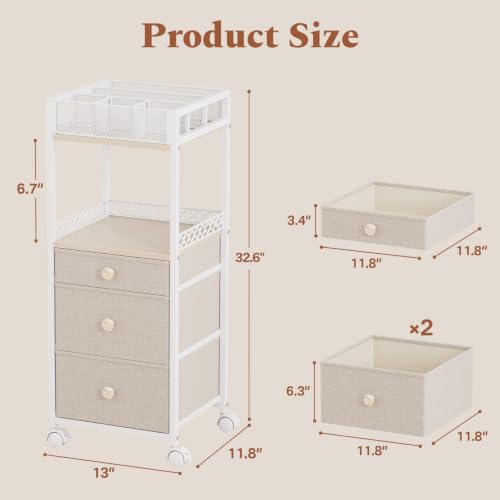 Plaviya 3-Drawer Makeup Organizer Cart - Rolling Utility Storage