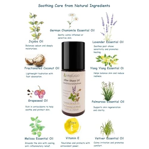 Botanical After Shave Oil for Women Roll-On ? 50ml Herbal Blend for Soothing & Moisturizing Skin Calms Irritation, Softens Skin, Prevents Ingrown Hairs,Alcohol?Free, Fragrance?Free