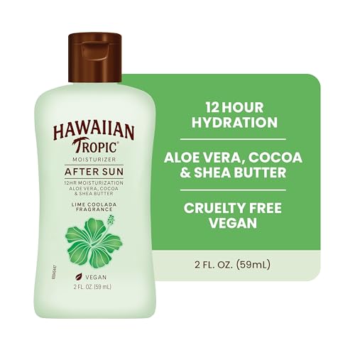 Hawaiian Tropic After Sun Lotion Lime Coolada Case, 12 mini bottles | After Sun Care Travel Essentials, Aloe Vera Lotion, 2 fl oz each (Pack of 12)