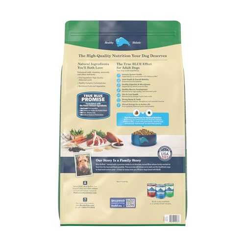 BLUE BUFFALO Life Protection Formula Adult Dry Dog Food, Helps Build and Maintain Strong Muscles, Made with Natural Ingredients, Lamb & Brown Rice Recipe, 24-lb. Bag