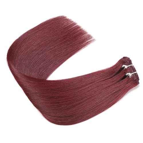 Clip in Hair Extensions Real Human Hair, Remy Human Hair Extensions Clip ins for Women, Invisible Seamless Natural Straight Double Weft, 8pcs 100g 18inch #99J Burgundy