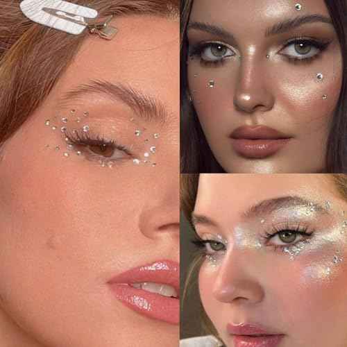 NOOEPC 660Pcs Face Gems Hair Gems, Self-Adhesive Face Jewels Eye Jewels Rhinestones 3/4/5/6 mm DIY Face Gems Stick on, Hair Body Rhinestones Gems Rave Accessories for Face Eyes Makeup Body, Crafts