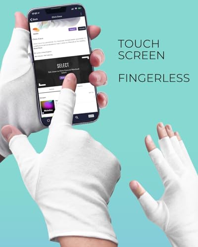 ANSMIO 2 Pairs White Cotton Fingerless Moisturizing Gloves with Open Tips for Dry Hands & Sleep