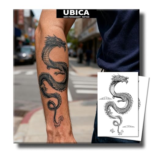 Semi Permanent Dragon Tattoo Stickers - 2 Sheets, 7-15 Days