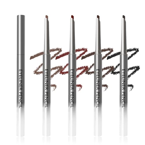 4 Pcs Waterline Eyeliner Pencil Set, Waterproof Matte Eyeliner Pens, Smooth and Long-Lasting Gel Cream Eye Liner Pencils kit Makeup for Women, Black & Brown & Burgundy & Light Brown