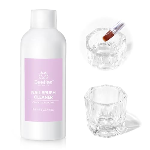 Beetles Nail Brush Cleaner & Conditioner Kit - 85ml with Glass Dappen Dish
