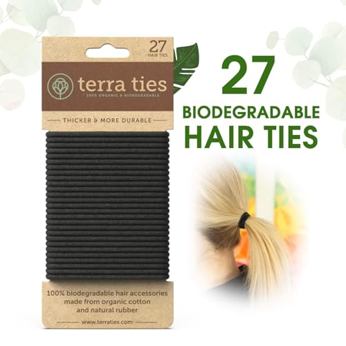 Biodegradable Hair Ties 27-Count - Organic Cotton & Rubber