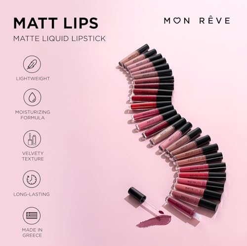 MON RÊVE Matte Lipstick – Long Lasting Creamy Velvety Finish