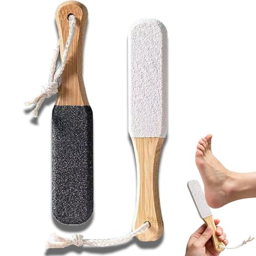 2-Pack Pumice Stone Foot File with Natural Bamboo Handle - Callus Remover