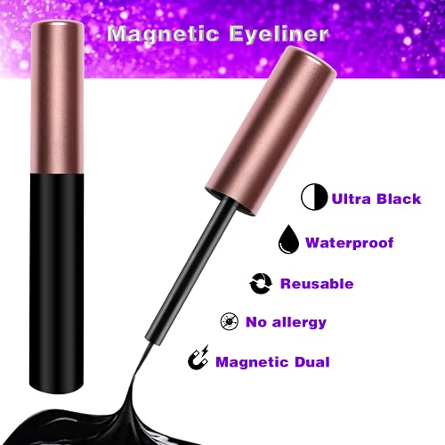 Magnetic Eyeliner & Eyelashes 3-Pack, Waterproof Black