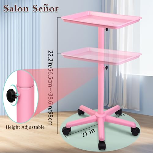 Salon Señor Pink Adjustable Height Salon Tray with Wheels