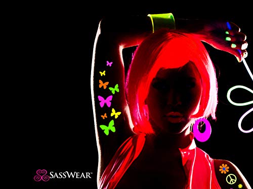 Sasswear Neon Star Body Stickers - 40pk Blacklight Glow