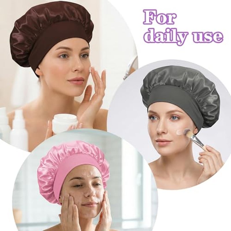 12Pcs Satin Sleep Bonnets for Curly Hair & Braids