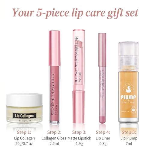 Mooppom 5-Piece Lip Makeup Kit with Lip Mask & Plumping Gloss