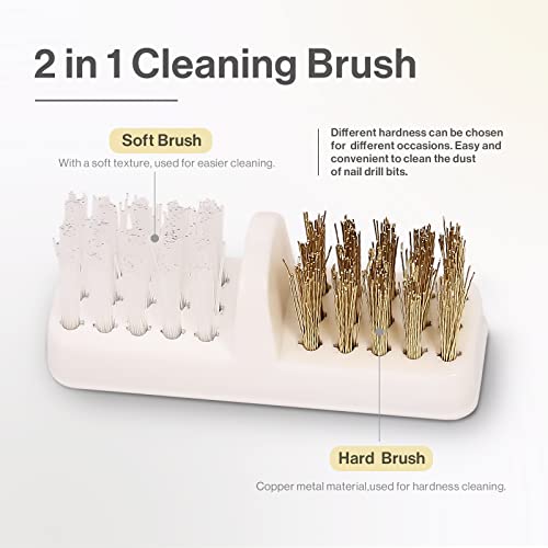 Nail Drill Bits Cleaner Brush with Clear Cover - White