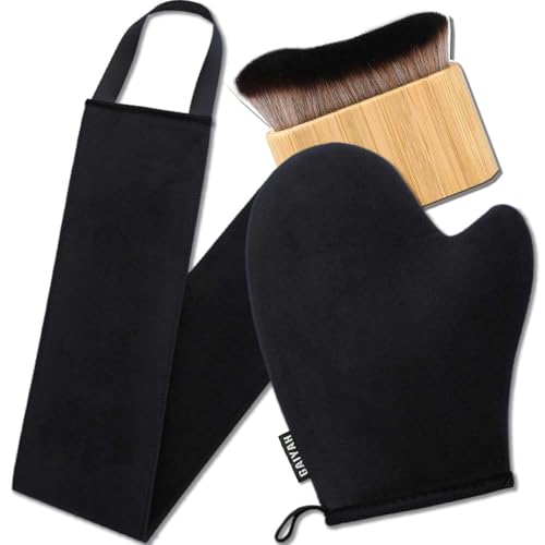 3-in-1 Self Tanning Mitt Set with Back Applicator & Brush