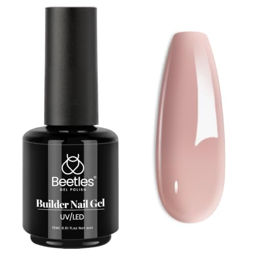 Beetles Builder Gel for Nails - Nude Brown, 15ml, Easy Self-Leveling Extension Gel