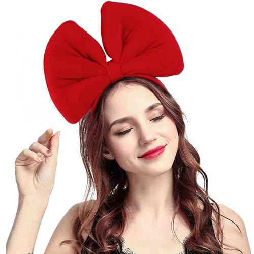 WOVOWOVO Extra Large Bow Headband for Women Girls Big Bow Hairband Cute Red Bow Head Band Mouse Ear Hair Band Accessory