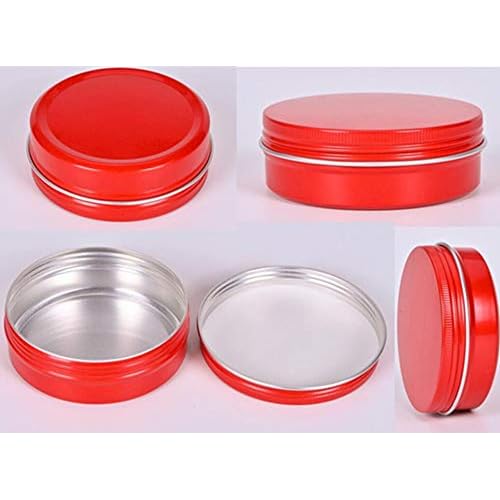 2oz/60ml Red Aluminum Tin Jar With Screw Lid - 15 Pack Metal Round Cans Containers for Lip Balm, DIY Salve, Spice, Candies, Crafts - Cosmetic Sample Steel Containers