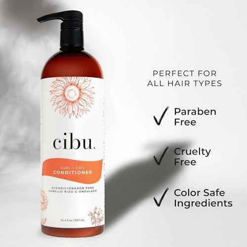 CIBU Curl + Coil Conditioner 30076 Cleanses, Hydrates, Nourishes, Revitalizes, Detangles & Preserves Natural Curl + Coil for Frizz-Free Manageable Hair | Sulfate-Free & Gentle for Daily Use 1 Liter