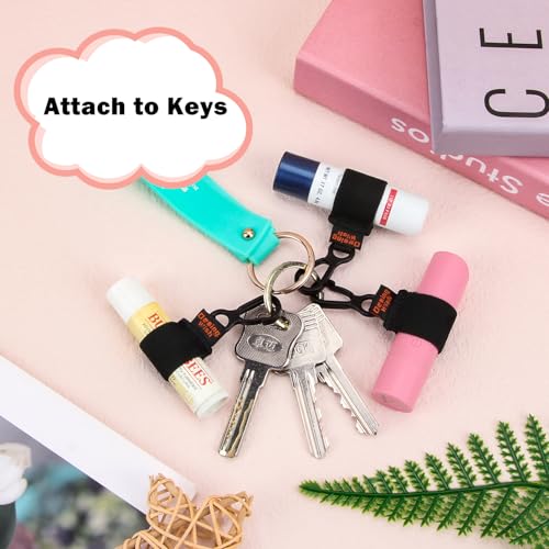 Desing Wish 6 PCS Mini Chapstick Holder Keychain Elastic Sleeve Chapstick Keychain Holder for Lip Balms/Lip Gloss/Lipsticks, Portable Lip Balm Holder Sleeves - Colorful