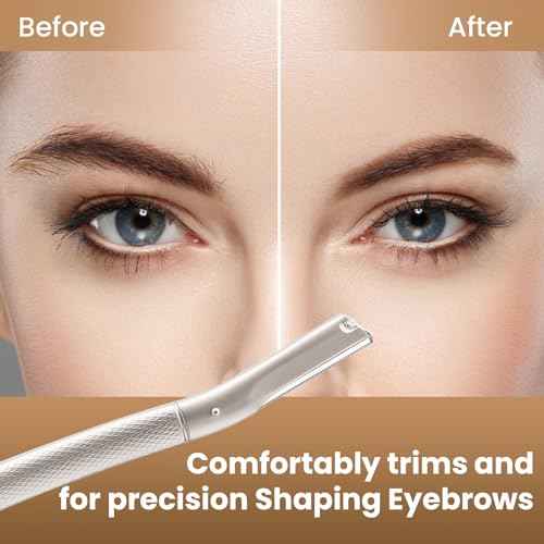Eyebrow Razor Dermaplaning Tool with 10 Blade Refills Exfoliating Face Razors for Women Facial Razor for Peach Fuzz and Eyebrow Hair Removal