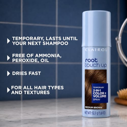 Clairol Root Touch-Up Color & Volume Spray Black 2-in-1 Temporary Hair Color & Volumizer