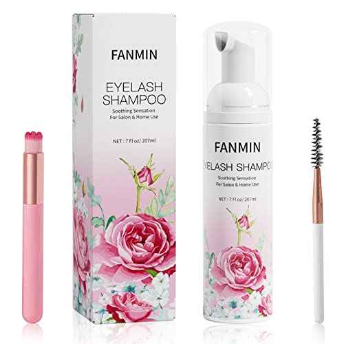 Eyelash Extension Cleanser 207ml +Mascara Wand+ Brush Eyelid Foaming Cleanser,Eyelash Wash and Lash Bath for Extensions,Paraben & Sulfate Free,Makeup Remover,Salon and Home use£¨207ml/7fl.oz)