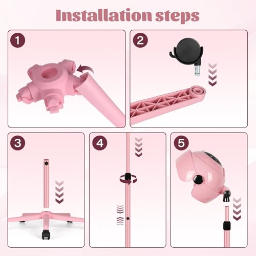 Professional Hooded Hair Dryer with Stand, 3 Temperature Settings