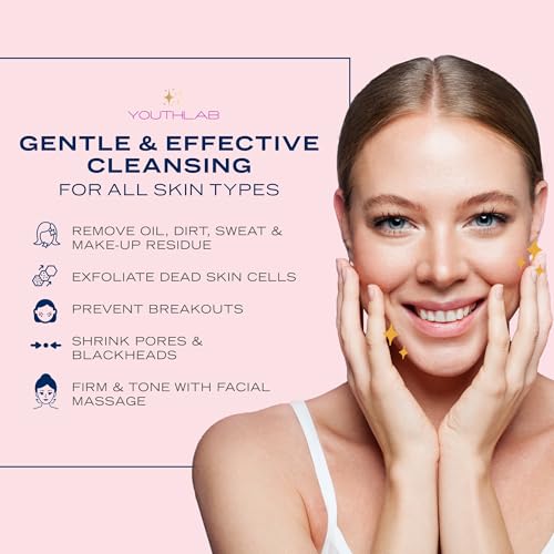 SoniGlow Silicone Facial Cleansing Brush ? Electric Vibrating Skincare Scrubber Tool for Deep Pore Cleansing, Gentle Massage, Makeup Removal, Waterproof and Rechargeable (Navy)