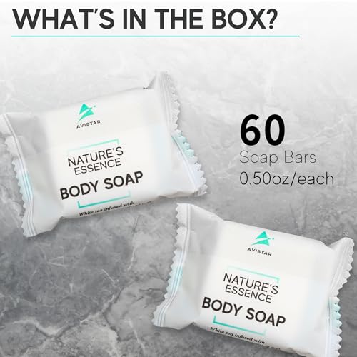 Avistar Hotel Soap Bars Bulk 60 Pack 0.5 oz Individually Wrapped