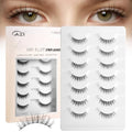 GAQQI Wispy False Eyelashes 7 Pairs C-Curl Clear Band Reusable