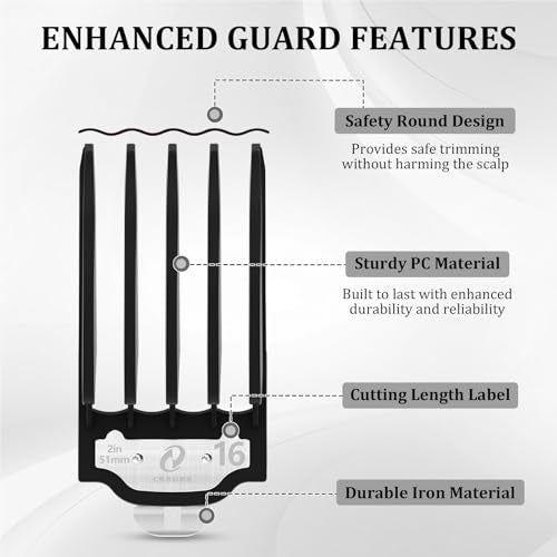 CR8GR8 Hair Clipper Guards Set with Metal Clip - 4 Jumbo Sizes