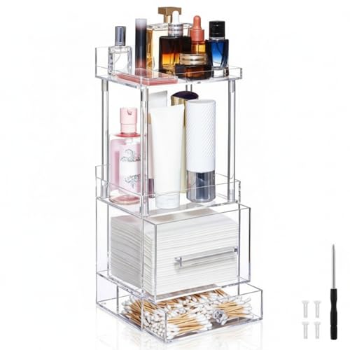 Qinyoung 4-Tier Acrylic Vanity Organizer for XL Facial Towels