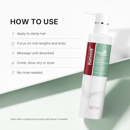 Karseell Leave-In Conditioner for Dry, Damaged Hair - Organic Protein Cream Treatment