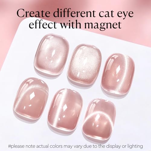 AZUREBEAUTY Pink Cat Eye Gel Nail Polish 18ML with Magnetic Stick - Nude Pink