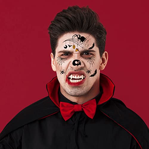 6 Sheet Halloween Spider Bat Temporary Tattoo Stickers